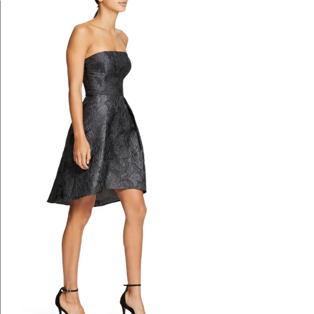Halston Heritage Jacquard Gun Metal Shimmer Dress